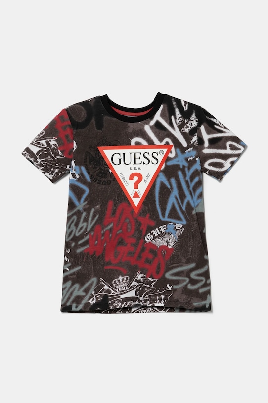 

Детская хлопковая футболка Guess, синий