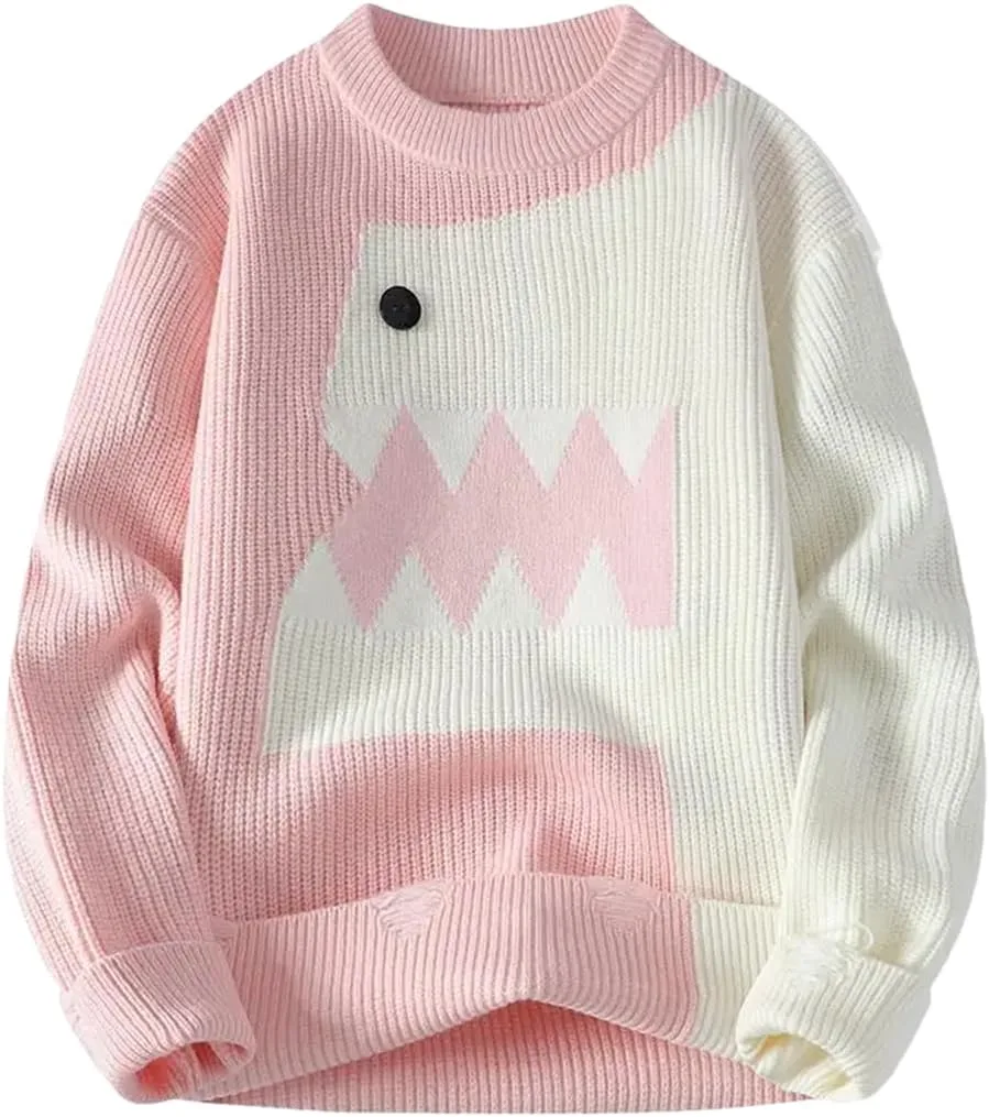 

Мужской свитер с контрастным цветом, вязаный, теплый, свободный