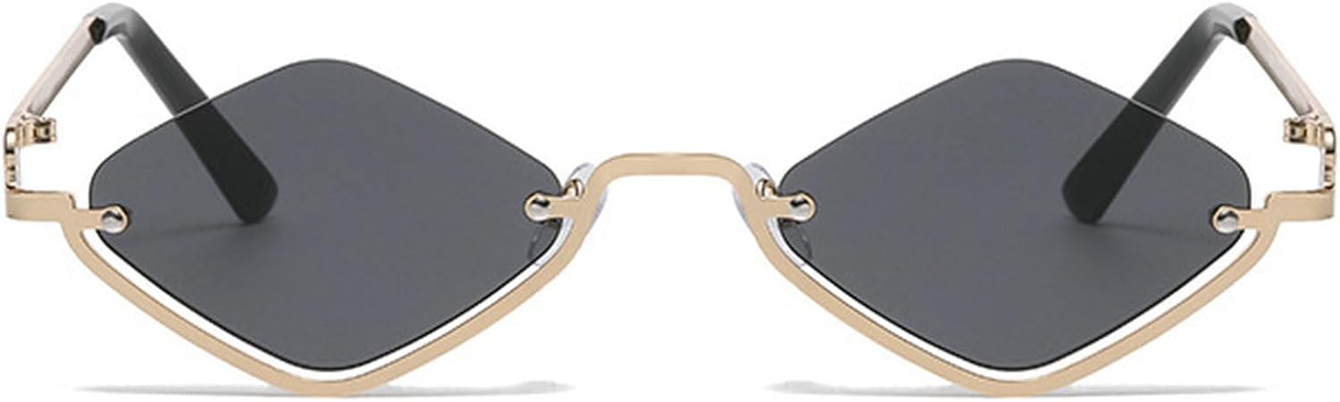 

Ретро-солнцезащитные очки в маленькой металлической полуободковой оправе для женщин, модные, легкие, узкие, золотистого цвета, с защитой от УФ-излучения UV400 mincl, Gold Black