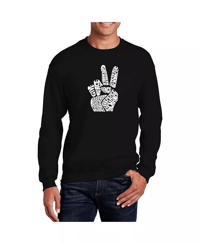 

Мужская толстовка с круглым вырезом Word Art Peace Fingers LA Pop Art, черный