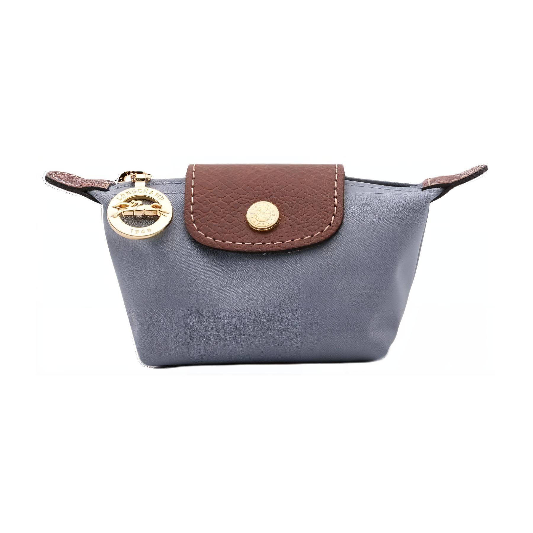 

LONGCHAMP Женский кошелек для монет из телячьей кожи с переработанным полиамидом серо-каменного цвета