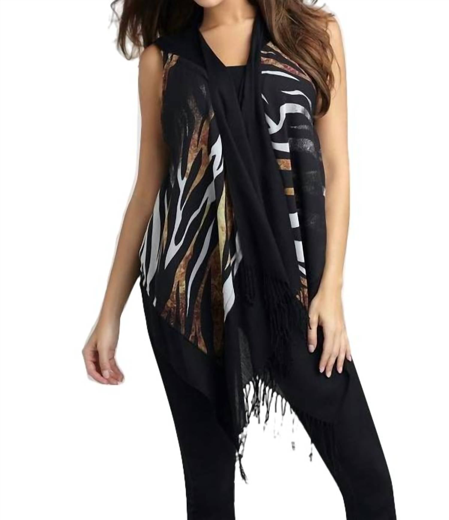 

Длинный жилет Tiger Stripes черного цвета Multi ANGEL
