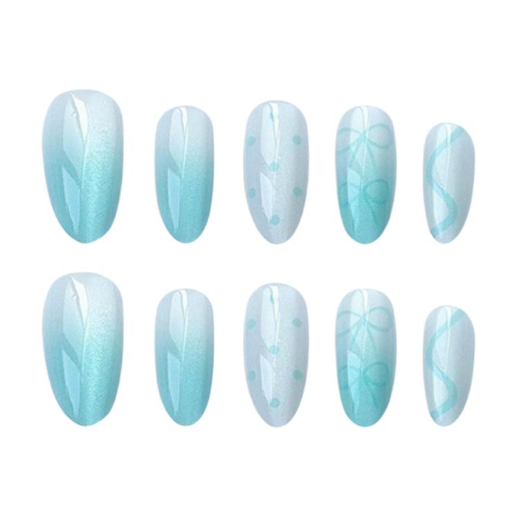 

ORANOT Ocean Butterfly Premium градиентные синие оттенки Clear Blue накладные ногти миндаль укороченные 14mm