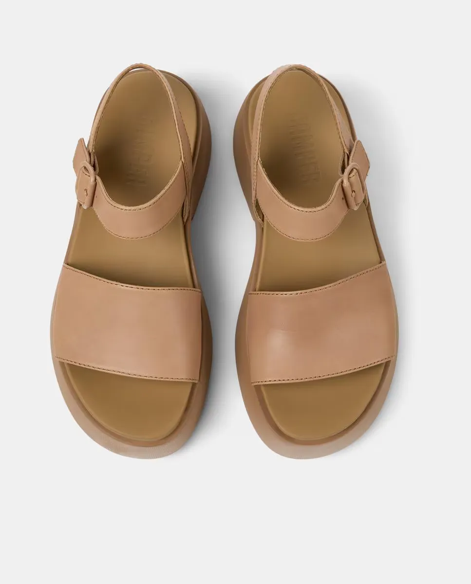 Женские кожаные босоножки Tasha на платформе Camper, цвет Nude — фото 2