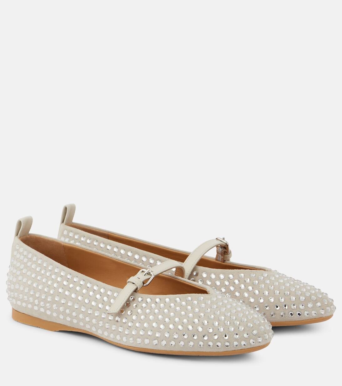 Балетки из замши с декором Jw Anderson, цвет light beige