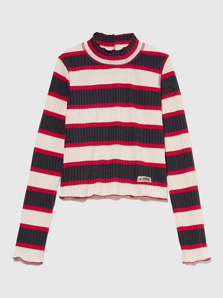 

Лонгслив Sisley Longsleeve, цвет Creme/Schwarz/Rot