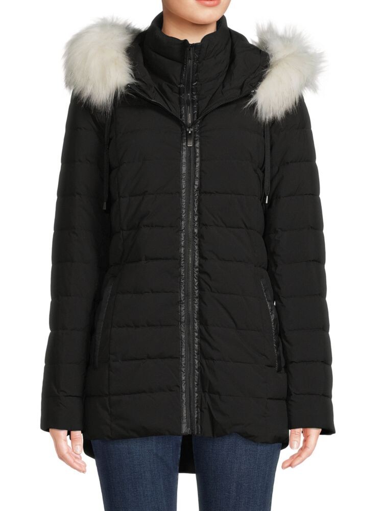 

Пуховик с отделкой из искусственного меха Donna Karan New York, черный