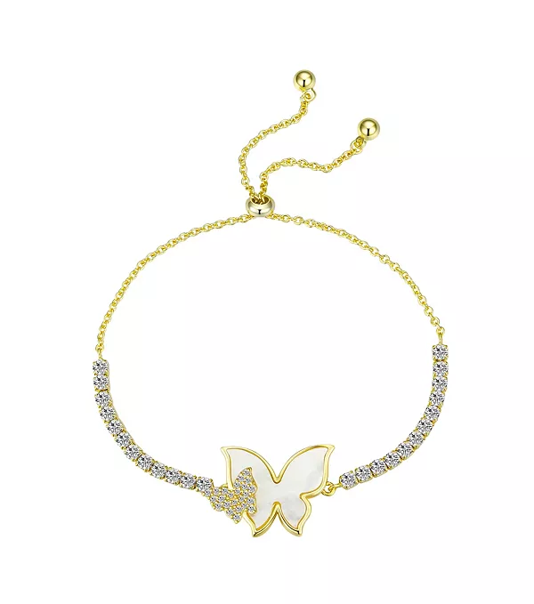 

Браслет-Боло с бабочкой из кубического циркония и перламутра Unwritten, gold