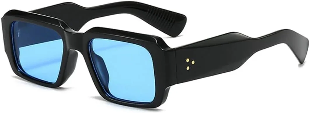 

Ретро-солнцезащитные очки конфетных цветов для женщин и мужчин, модные, с заклепками, широкие дужки, в стиле панк, с защитой от УФ-излучения UV400 TVTBBVV, Black Blue