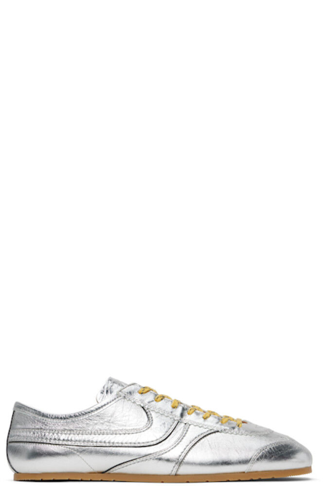 

Серебряные кожаные кроссовки Dries Van Noten