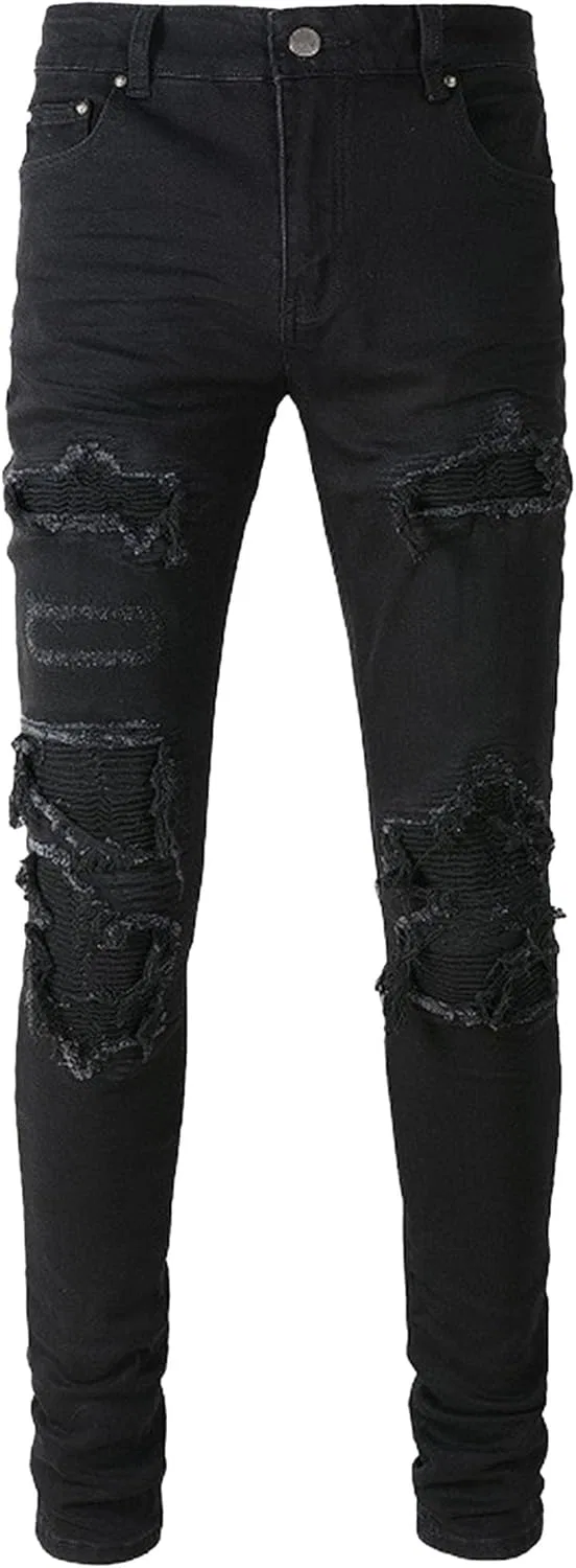 Джинсы прямого кроя, поврежденные, Black