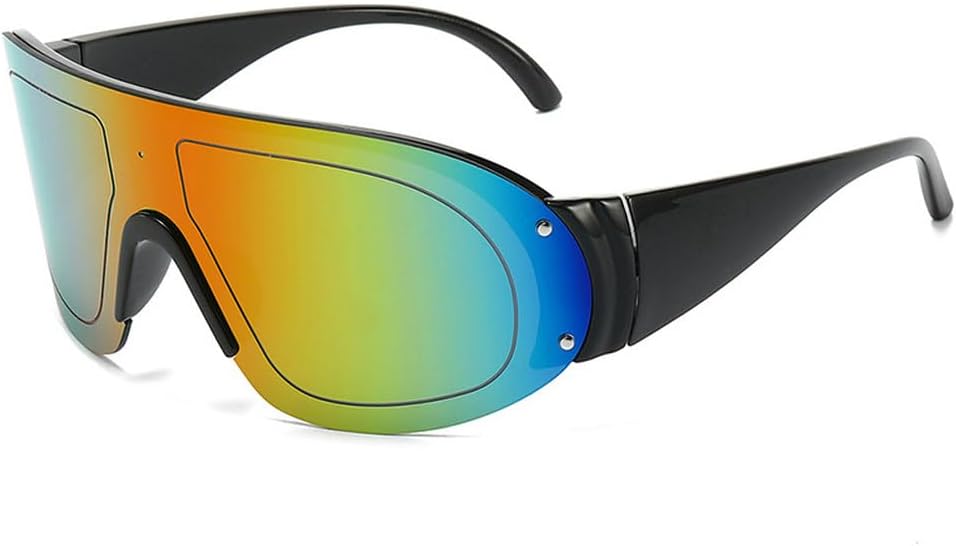 

Большие солнцезащитные очки для женщин и мужчин, модные, роскошные, цельные, в стиле панк, женские, для активного отдыха, вождения, с защитой от УФ-излучения UV400 TKKTLLT, Black Red