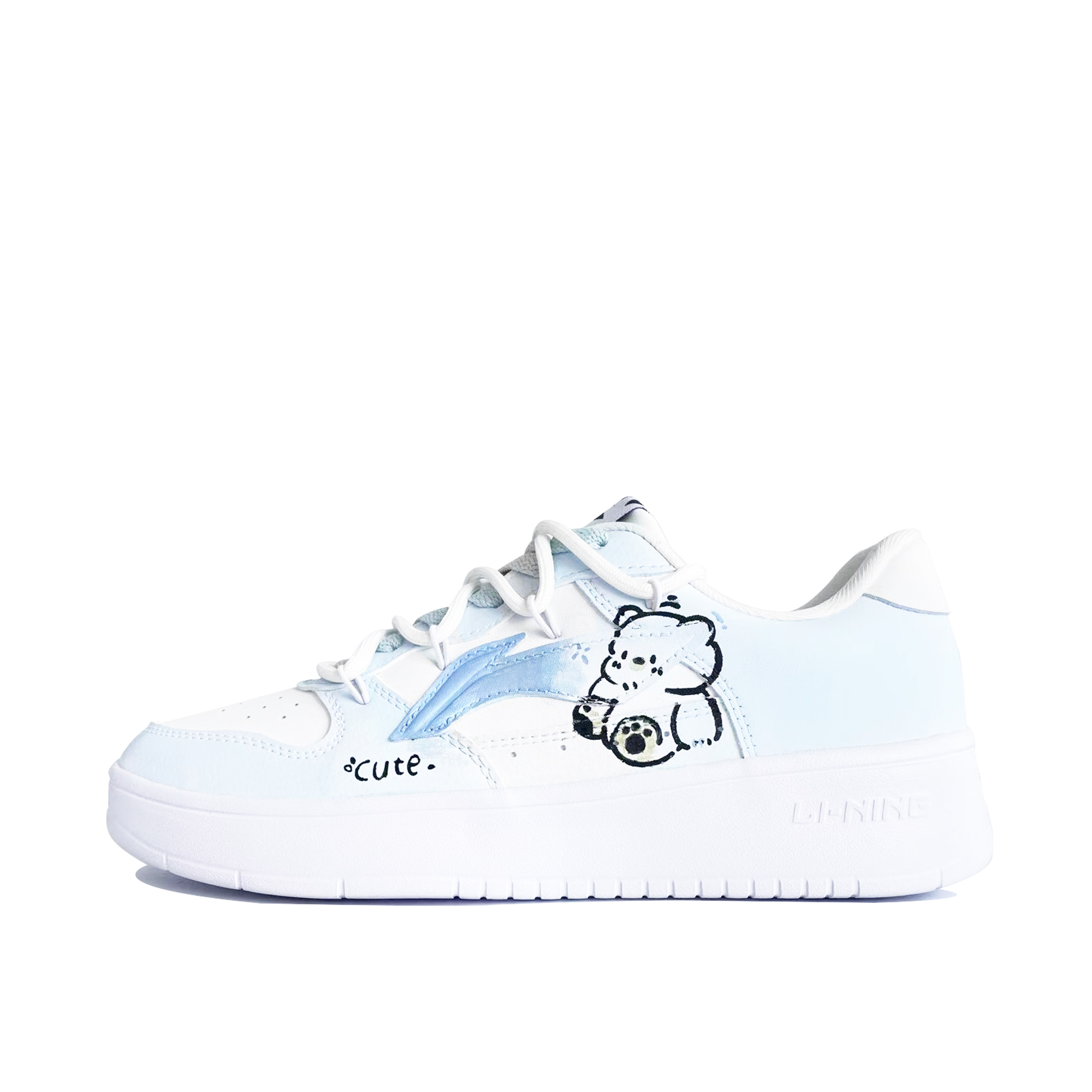 

LINING Кроссовки для скейтбординга Pontoon Boats Cute Bear, нескользящие, износостойкие, дышащие, с низким верхом, мужские, сине-белые
