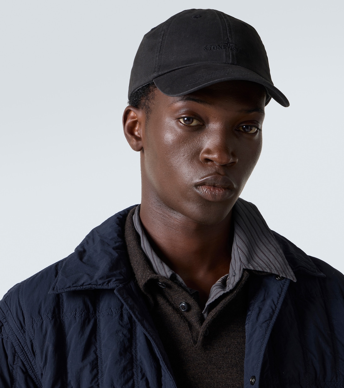 

Хлопковая бейсболка с логотипом Stone Island, черный