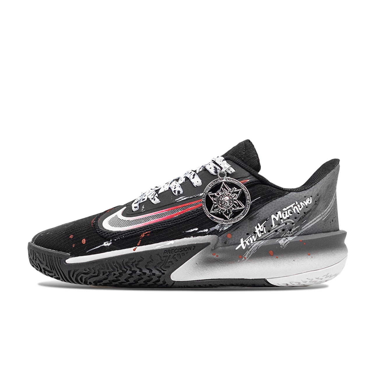 

Nike Баскетбольные кроссовки Precision 7 Mikawa, The Grim Reaper Contract Shock Absorbers Low Top, мужские, черно-красные