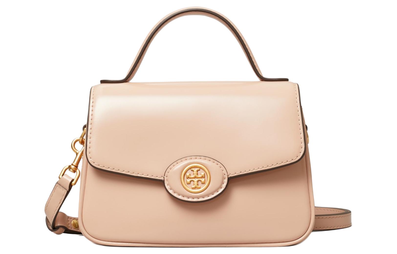 

TORY BURCH Кожаная наплечная сумка Робинсон через плечо маленькая женская розовая