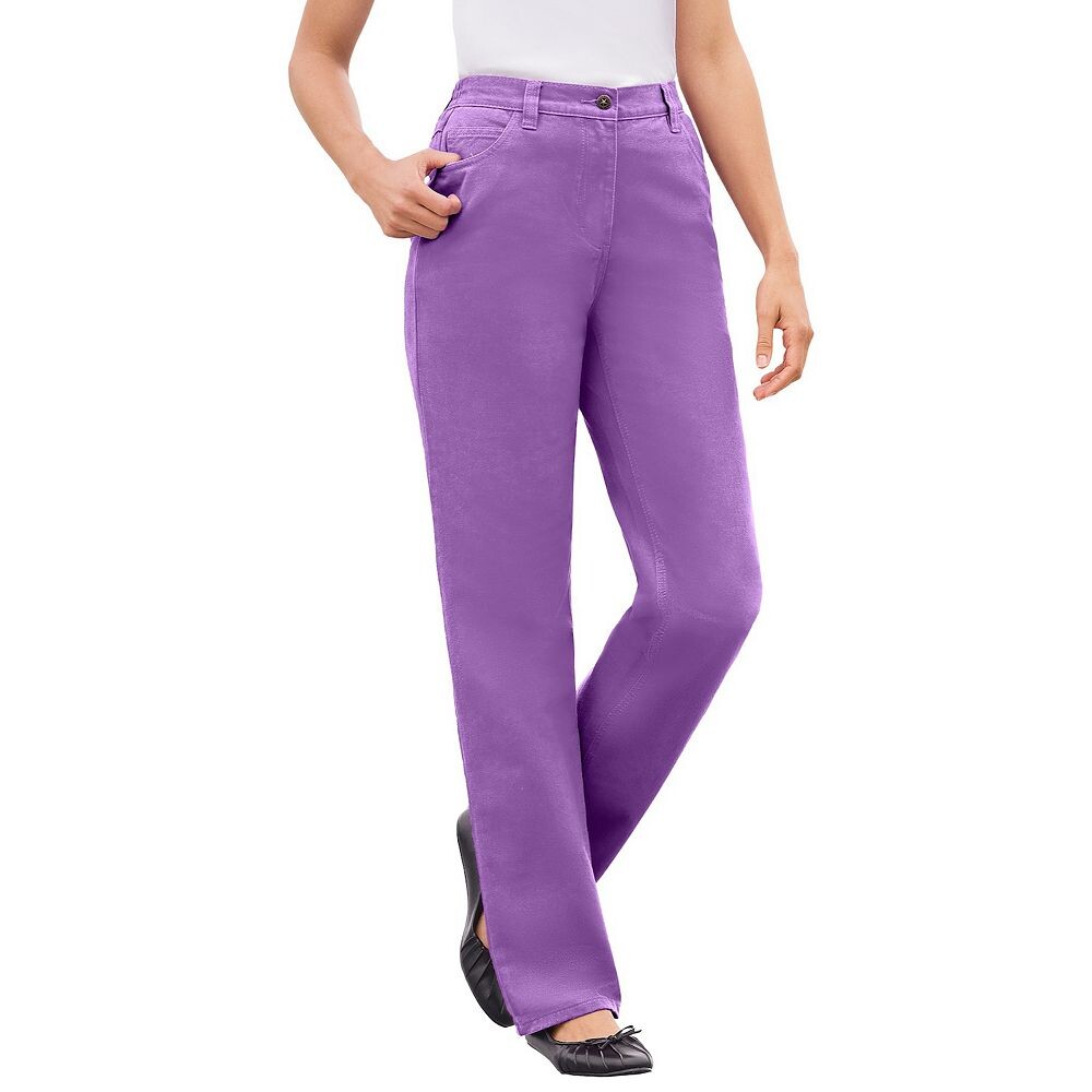 

Женщина в женских эластичных джинсах больших размеров с идеальной хлопковой спинкой Woman Within, цвет Pretty Violet