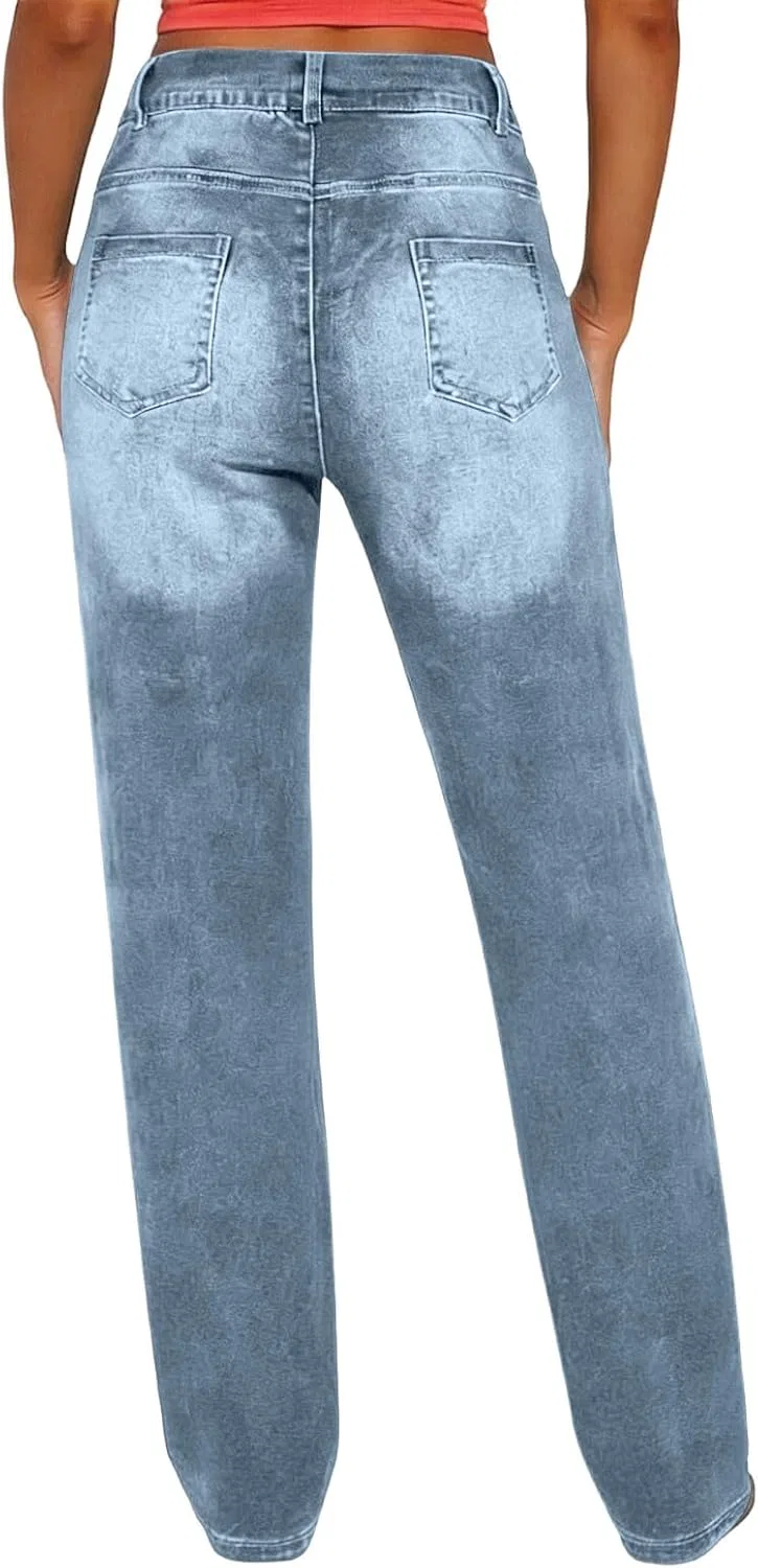 Джинсы зауженные к низу, Sky Blue, Women's Denim Pants — фото 4