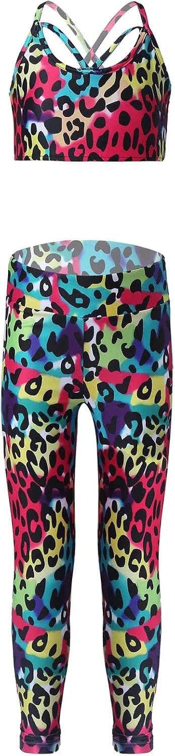 Детский спортивный костюм из топа и леггинсов easyforever, Leopard