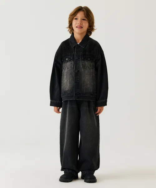 Джинсовая куртка оверсайз MUSINSA STANDARD KIDS, хлопок 100%, цвет Wash Black