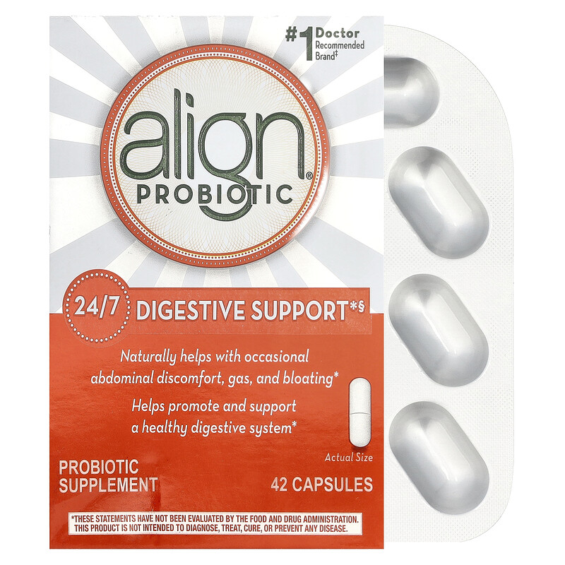 

Align Probiotics, Поддержка пищеварения 24/7, 4 мг, 42 капсулы