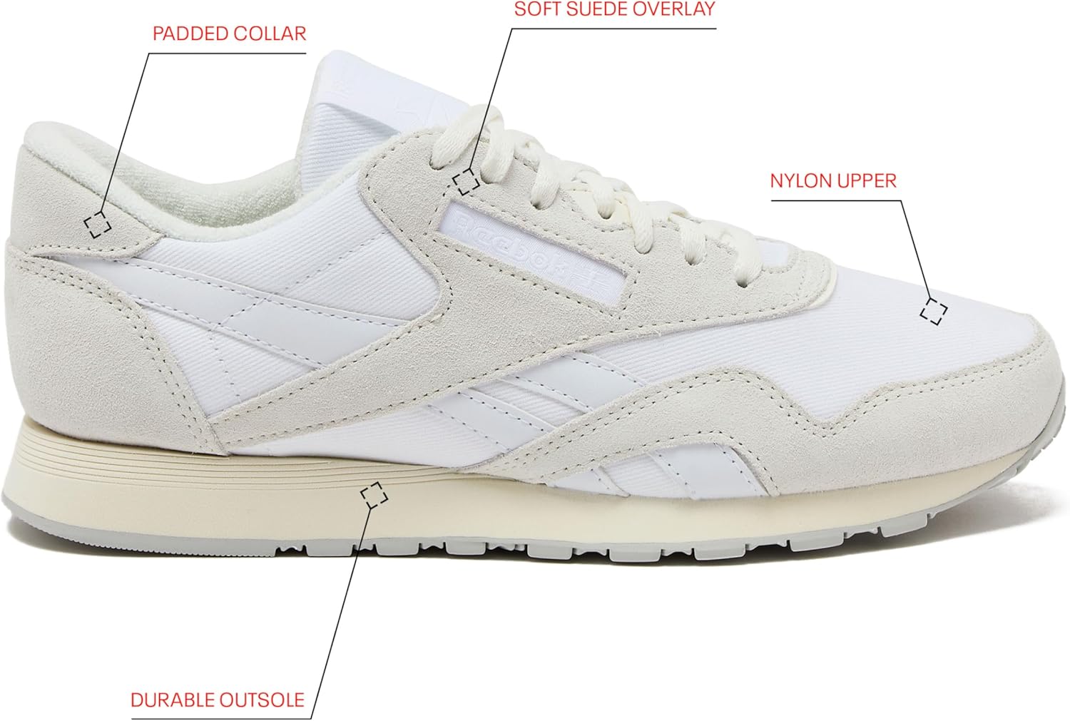 Мужские кроссовки Reebok Classic Nylon, белый/серый — фото 2