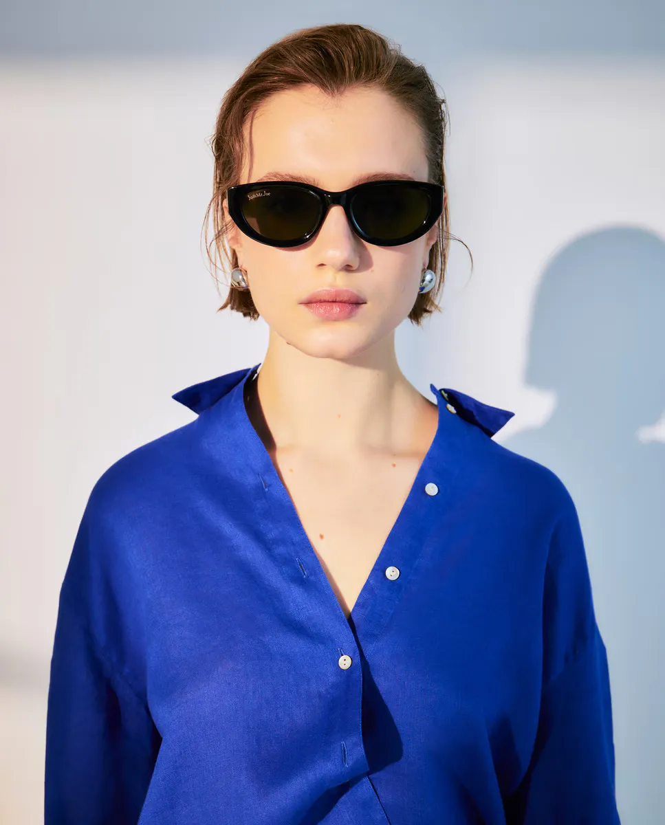 

Женская льняная рубашка с длинными рукавами Woman El Corte Inglés, цвет 440 Azulón