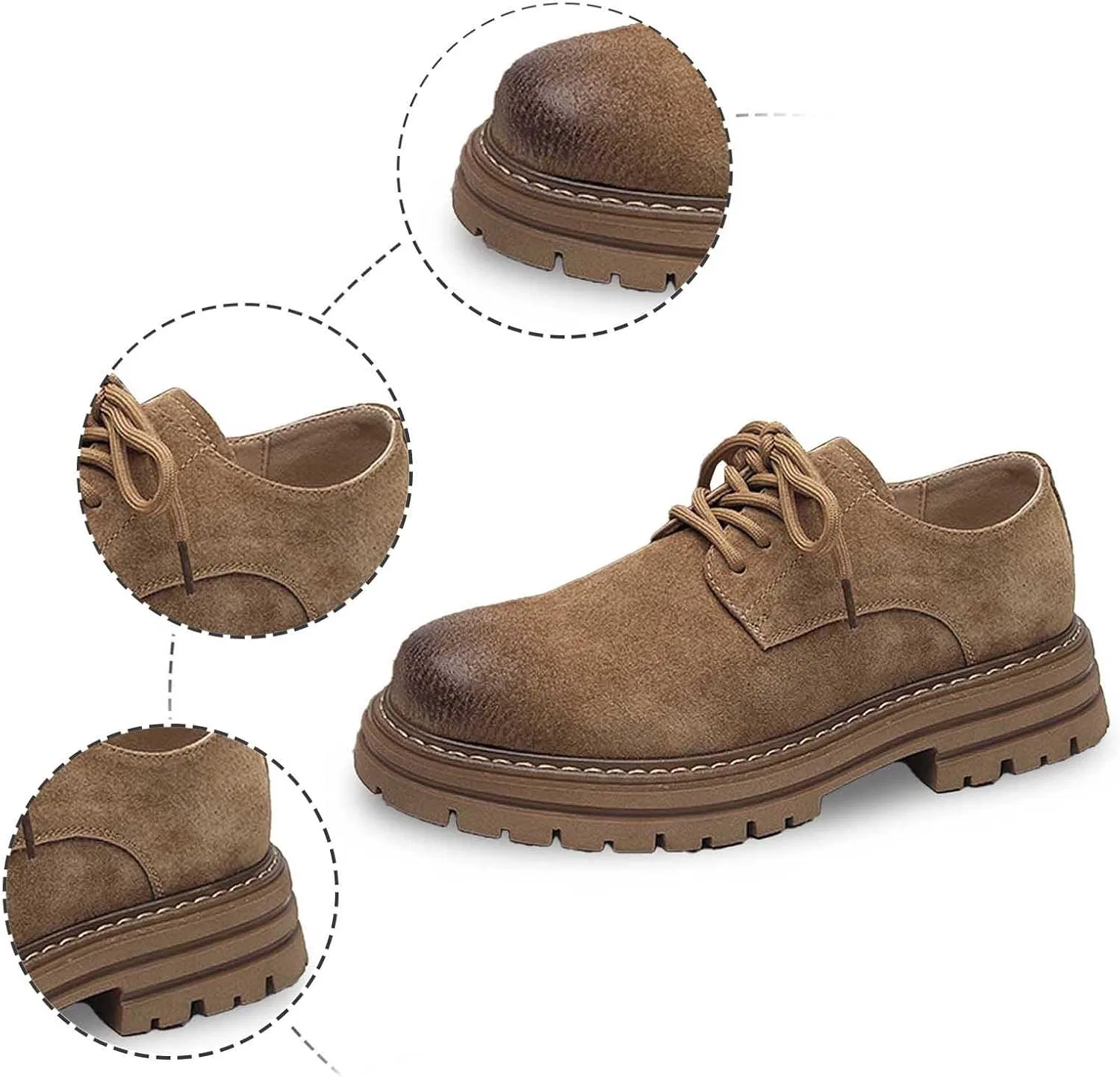 Ботинки Lässige Herren-Stiefeletten mit Schnürung, dicke Sohle, bequem für den Alltag, langlebig, stilvolles Schuhwerk für Jeans, alle Jahreszeiten Generic, Braun — фото 3
