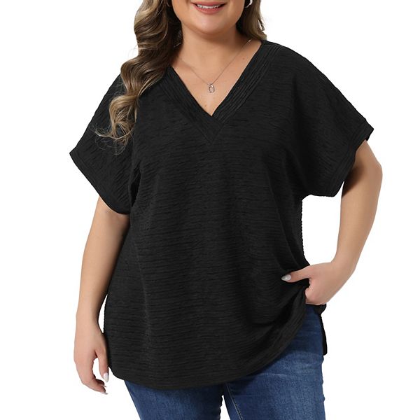 

Футболка с V-образным вырезом и коротким рукавом для женщин Plus size Agnes Orinda
