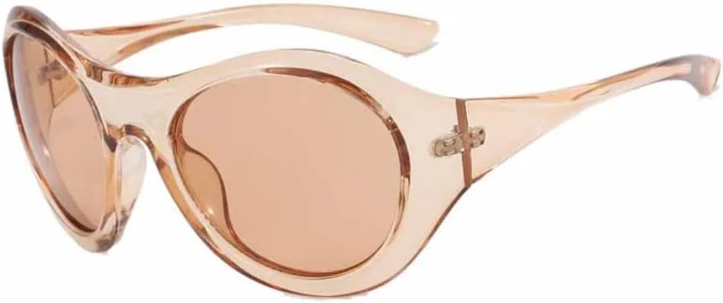 

Популярные модные солнцезащитные очки большого овального размера для женщин, панк-стиль, для мужчин, для активного отдыха и спорта, защита от УФ-излучения UV400 VVTWSSW, Tea Tea