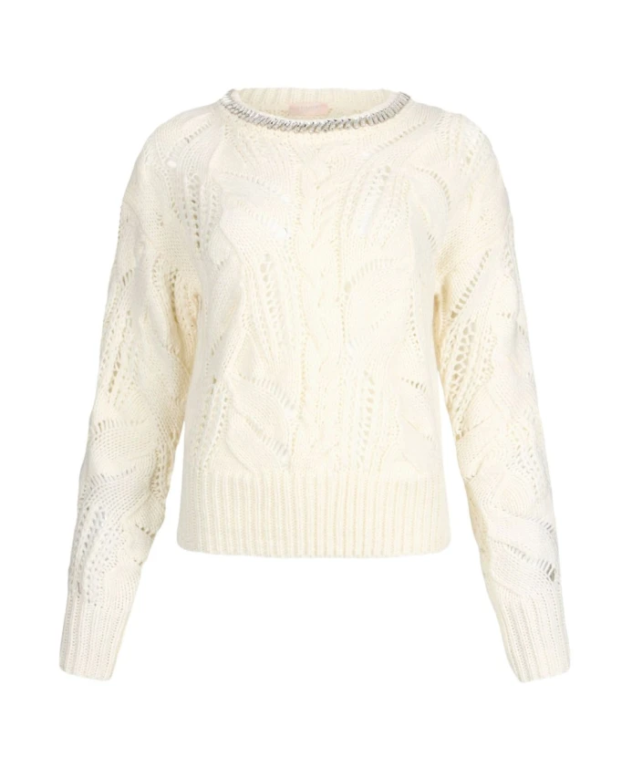 

Ma37R 10701 вязаный свитер с круглым вырезом Liu Jo, белый