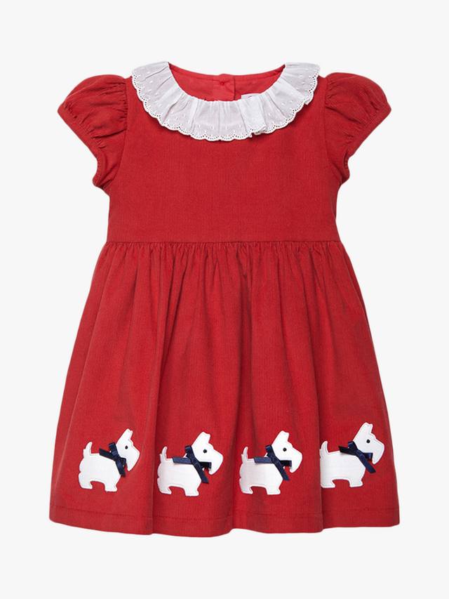 

Детское английское хлопчатобумажное платье scotty dog Trotters, цвет Berry Red
