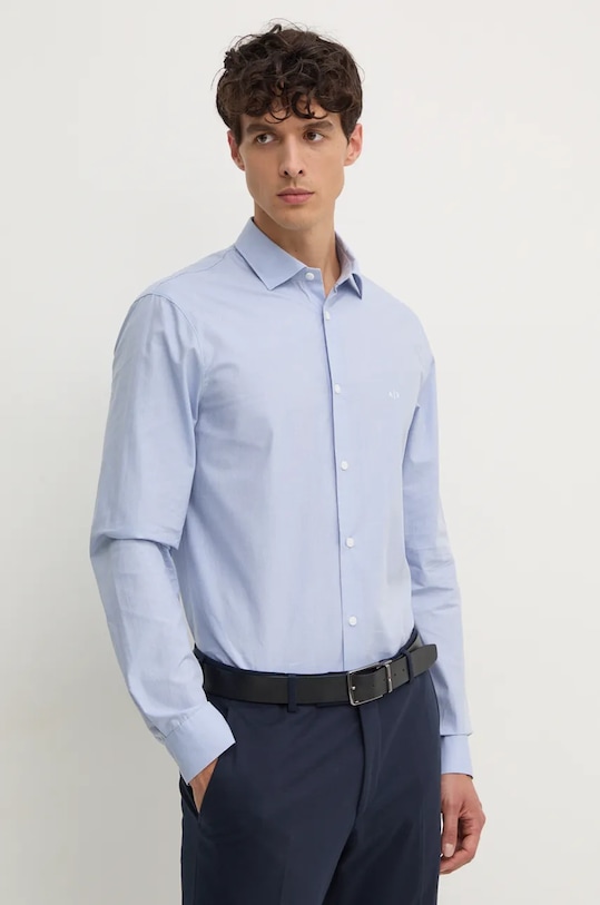 

Хлопковая рубашка Armani Exchange, синий