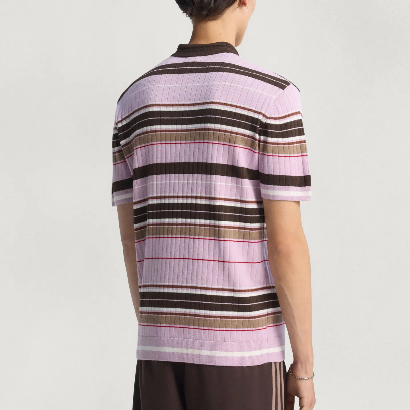 Поло Clover Series мужское Adidas Originals, светло-фиолетовый/темно-коричневый — фото 2
