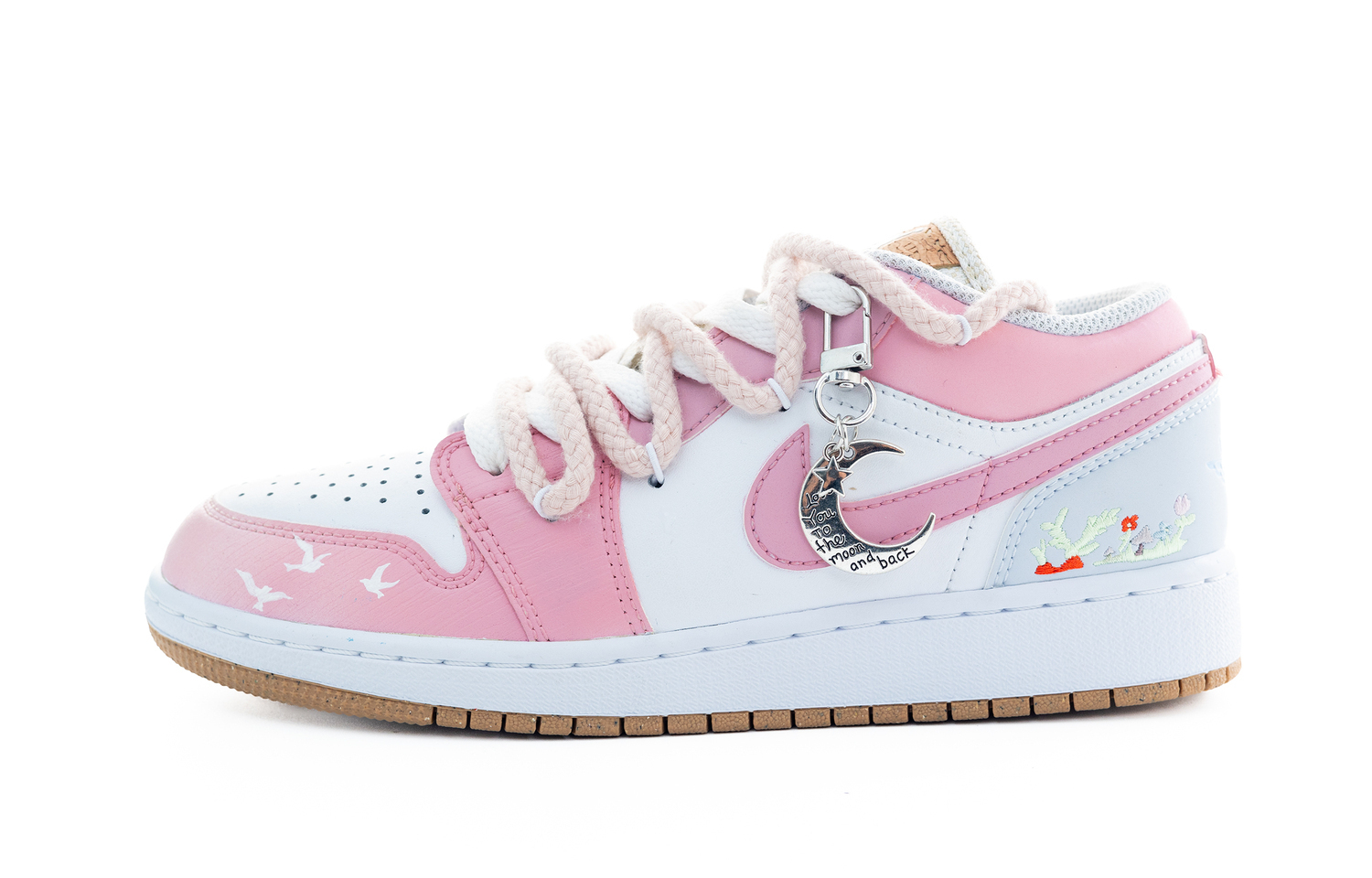 

Air 1 Cherry Moon Wander нескользящие устойчивые к истиранию низкие детские скейтбординг кроссовки White Jordan, розовый