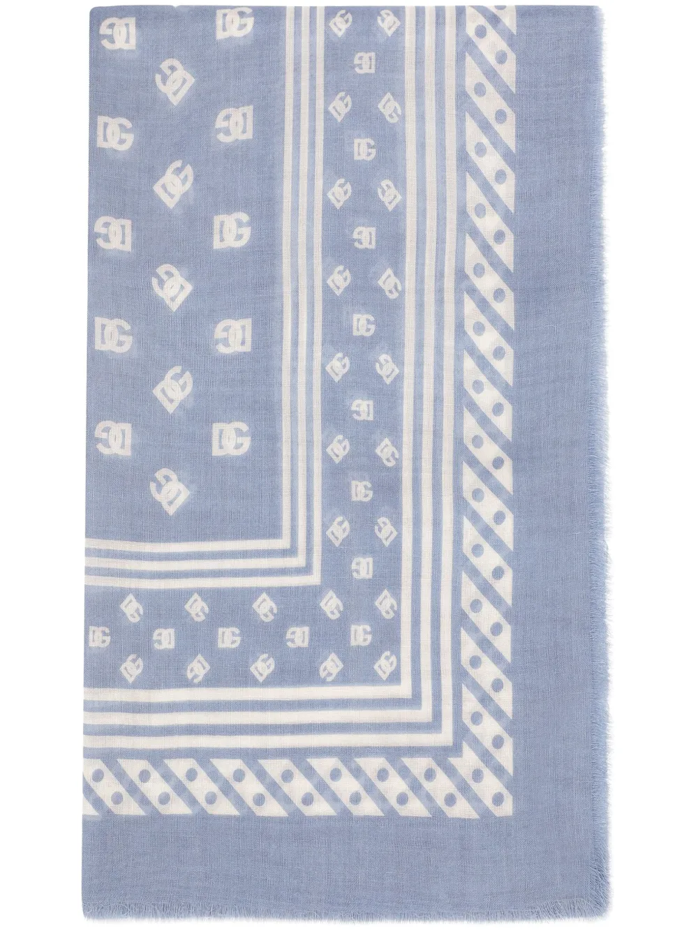 

Шарф с бахромой и логотипом Dolce & Gabbana, синий