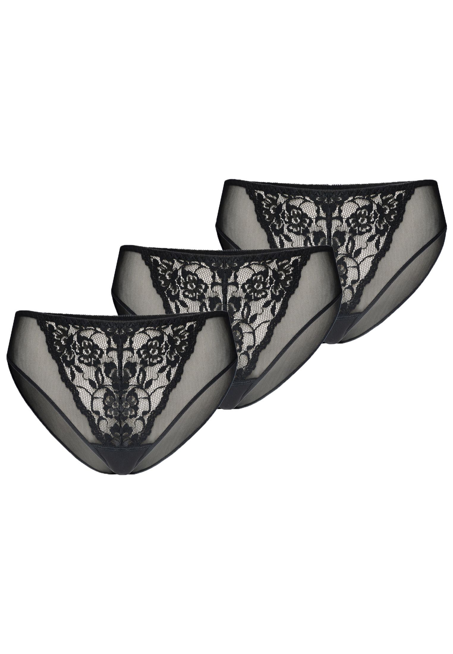 

Трусы Teyli 3er Pack: Mesh mit floraler Spitze Glamour, черный