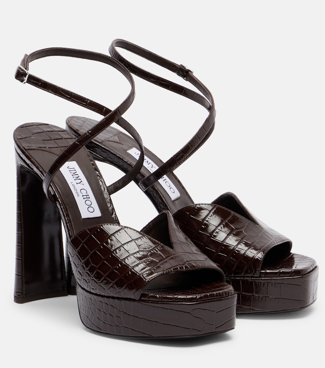 Карили 125 сандалии на платформе с эффектом крокодиловой кожи Jimmy Choo, коричневый