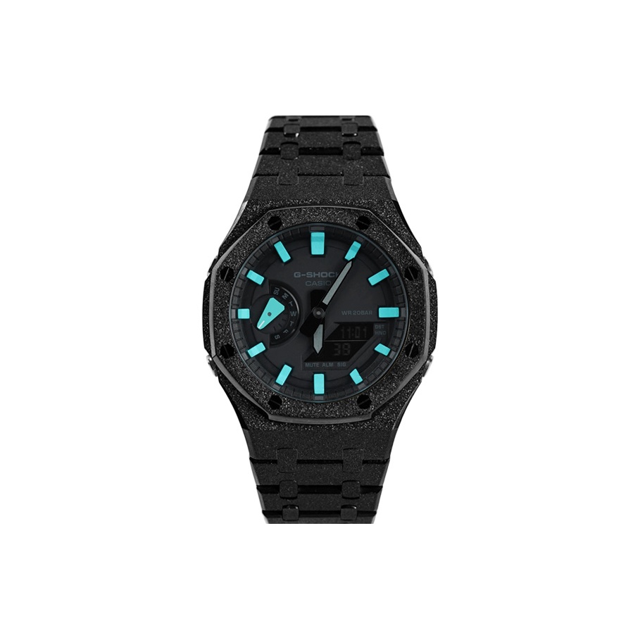 

CASIO Часы Unisex Liquid Crystal/Analog Dual Display Series 48.5mm Black Watch, Cyan Emerald Star Pool Full Frost Black