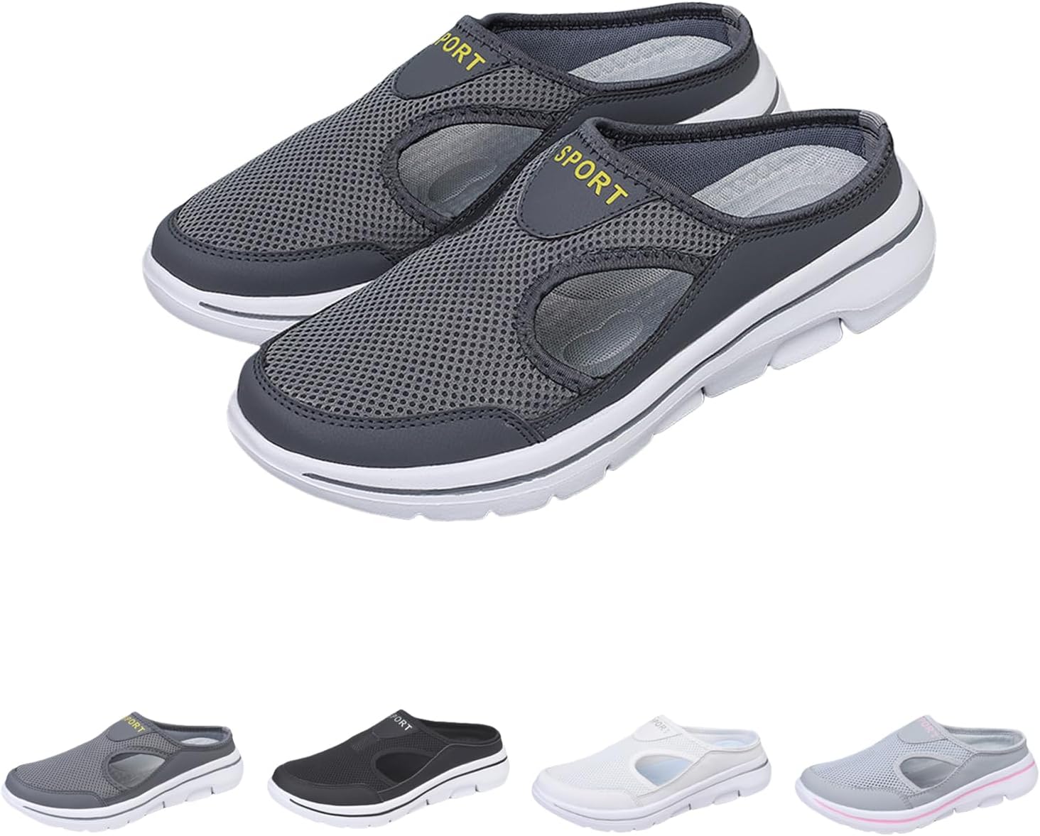 

Ортопедическая обувь Elsvia для мужчин и женщин - кроссовки без задника, дышащие слипоны из сетки, легкие прогулочные туфли с поддержкой свода, с закрытым носком Generic, темно-серый