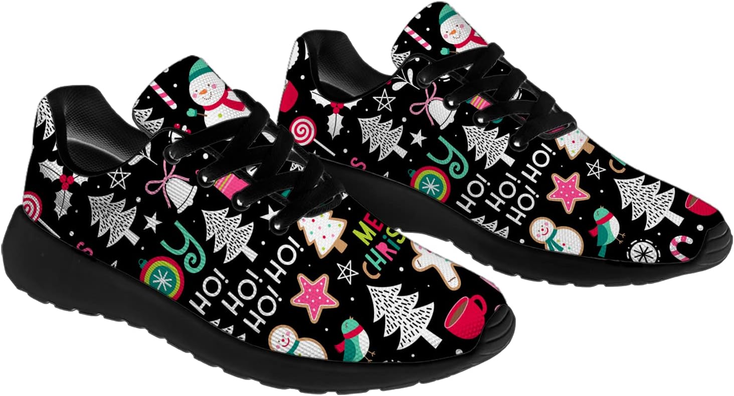 Рождественские кроссовки Horethy для женщин и мужчин, удобные легкие кеды для бега и ходьбы, теннисные кроссовки, кроссовки Санты, подарок для мальчика и девочки, красный/зеленый — фото 4