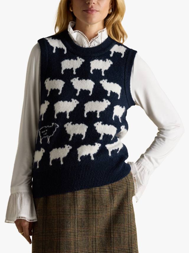 

Вязаный жилет с интарсией в виде овечки Joules, Navy