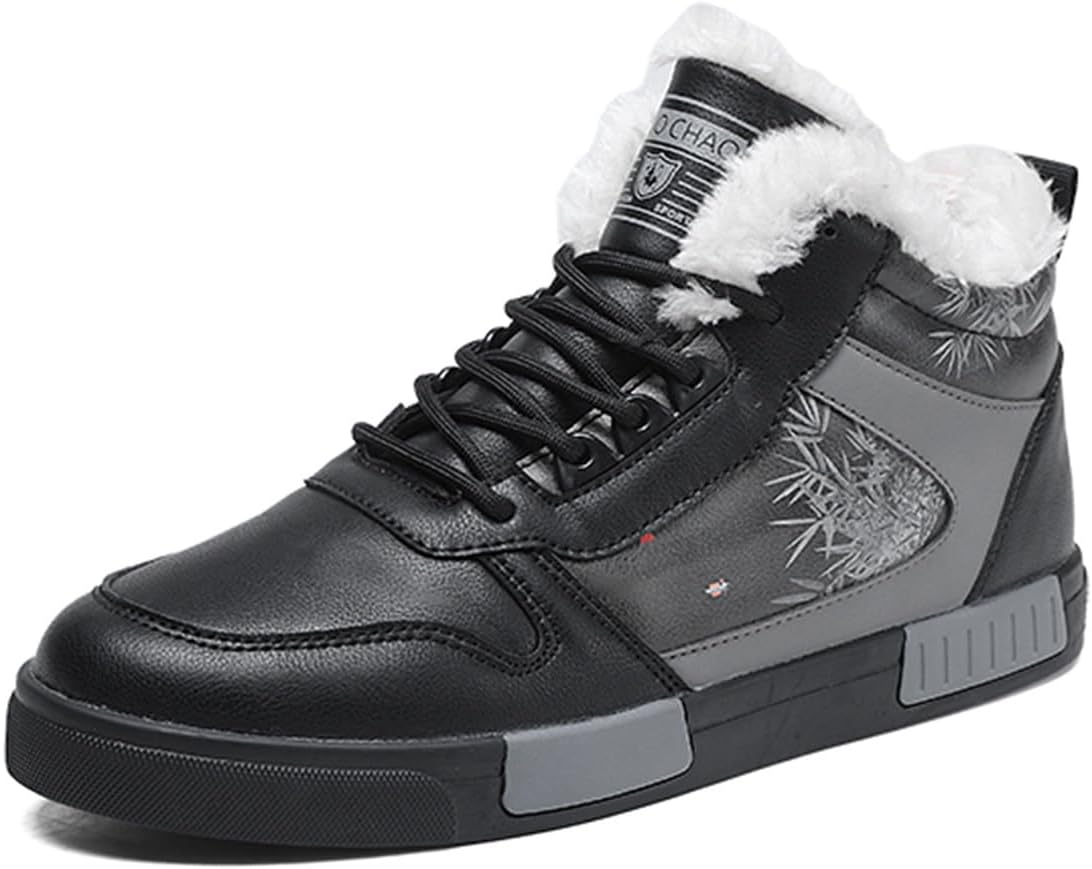 

Мужская зимняя обувь на осень с флисовой подкладкой, утолщенная, в уличном стиле, повседневные кеды для мужчин Generic, черный