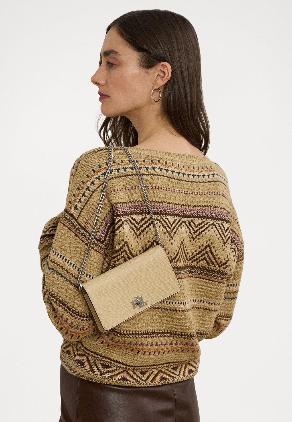 

Сумка через плечо PEBBLED CAMERYN CROSSBODY TECH CASE - Across body bag Lauren Ralph Lauren, песочный