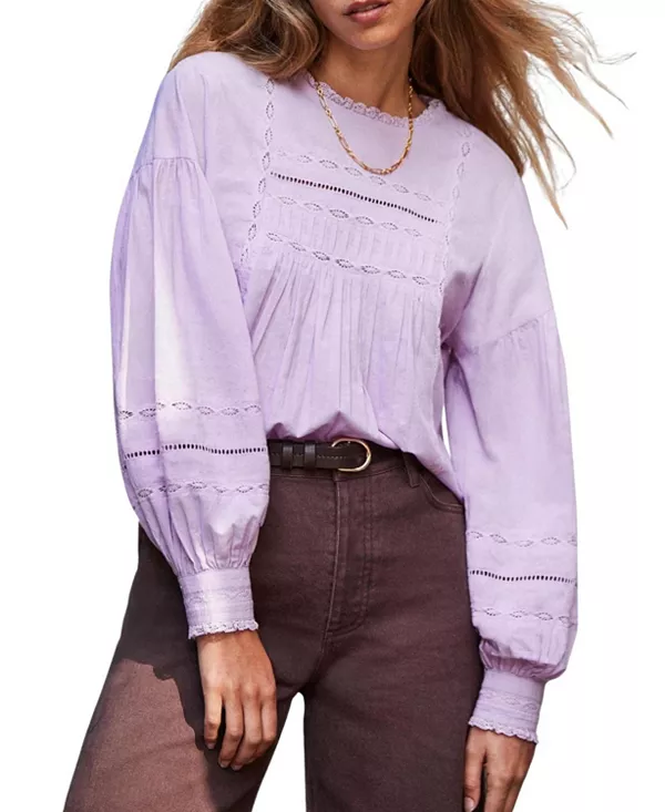 

Блузка с длинными рукавами и кружевной вставкой Ro&Zo, фиолетовый