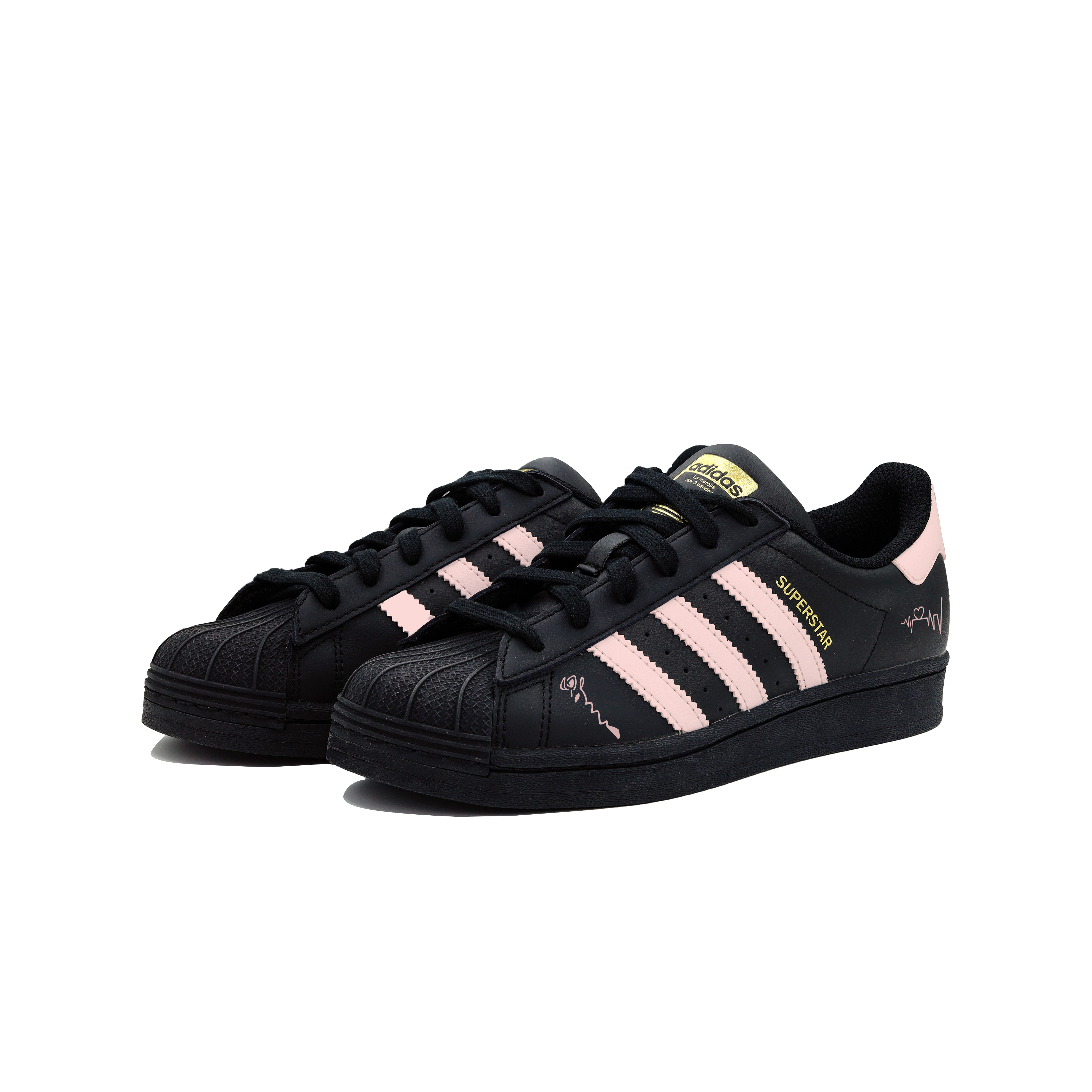 Детские кроссовки для скейтбординга Superstar J для начальной школы Adidas Originals, черный/розовый — фото 4