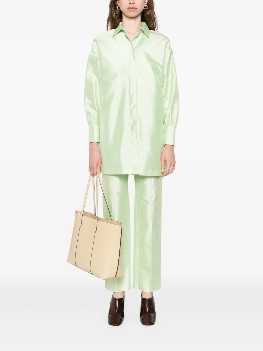 Шелковая рубашка MAX MARA, зеленый — фото 2
