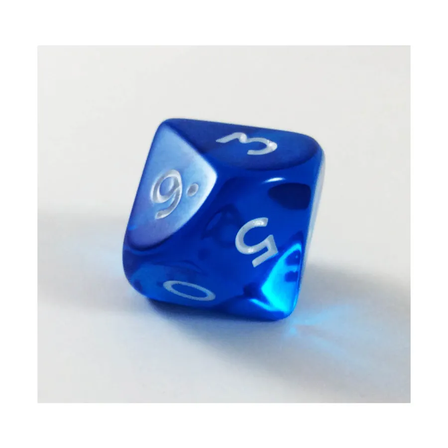 

Jumbo d10 — полупрозрачный синий, Dice - Jumbo Transparent (Koplow)