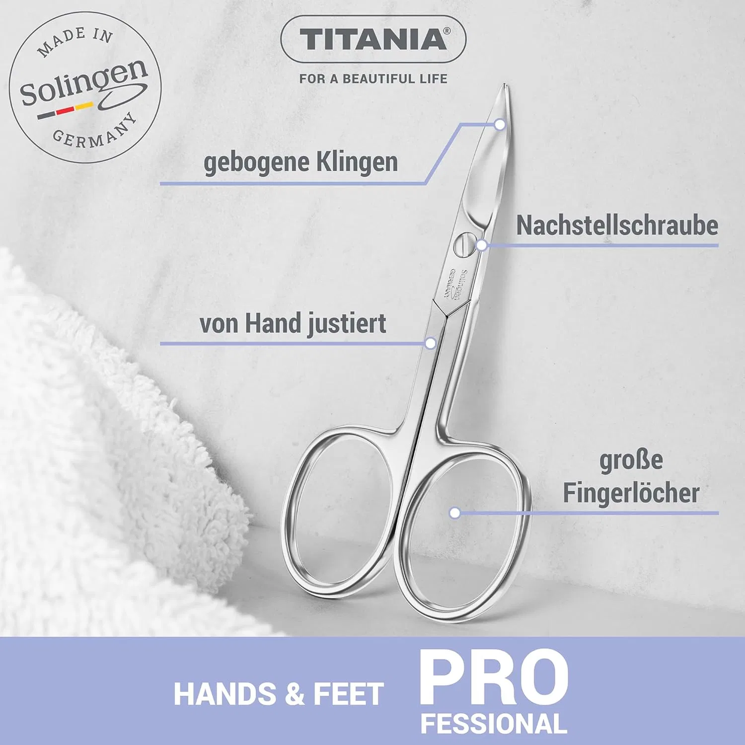 Маникюрные ножницы TITANIA Solingen с кожаным чехлом Titania, Nail Scissors & Genuine Leather Case — фото 4