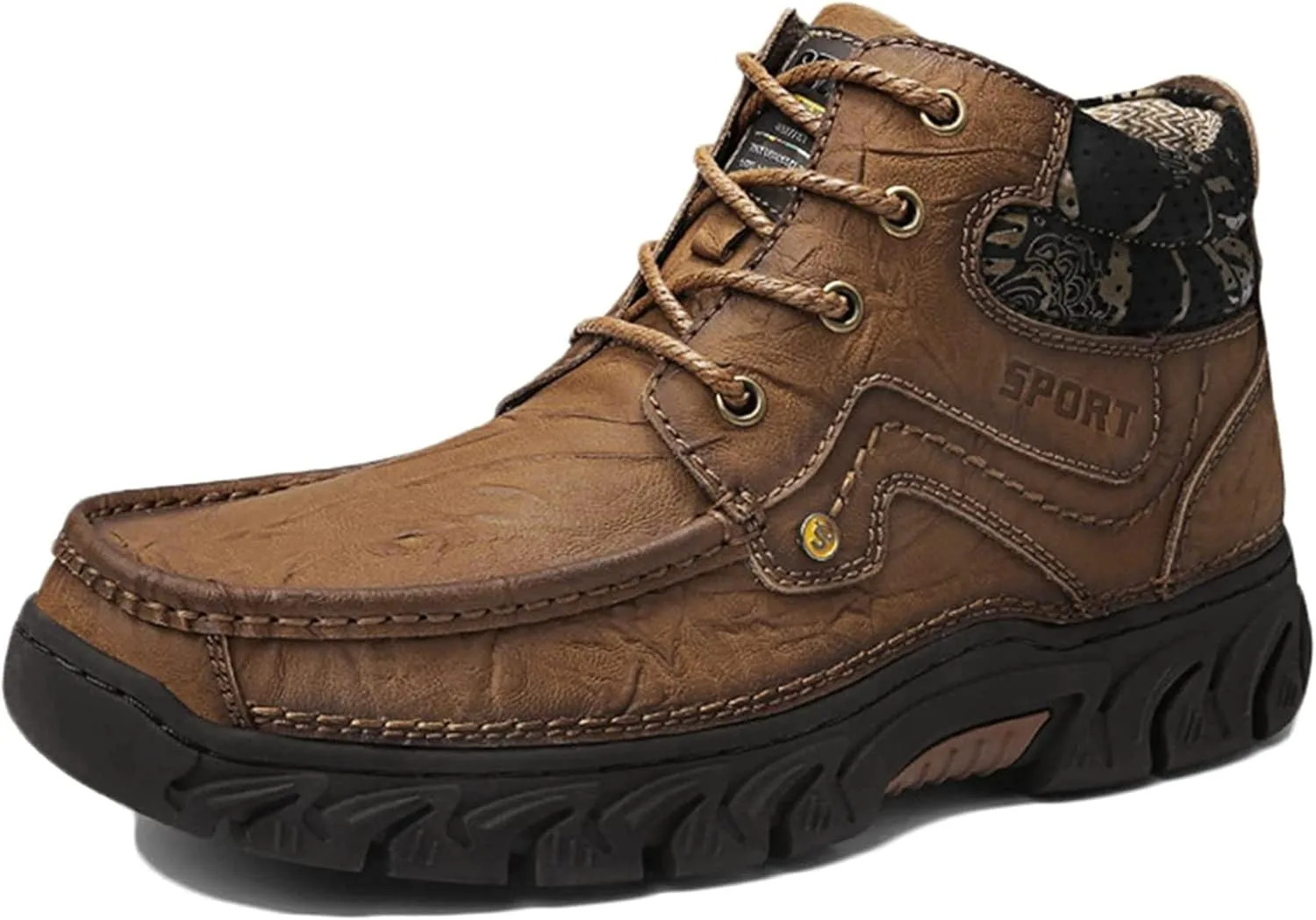 

Мужские осенне-зимние ботинки Yiozoi, ботинки для улицы и ходьбы, на шнуровке, высокие, легкие, теплые кожаные рабочие ботинки, коричневый